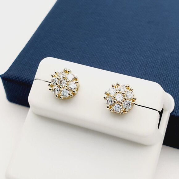 "14K Gold Plated Cubic Zircon Earrings, INUS1BR137 - Picture 2 of 9